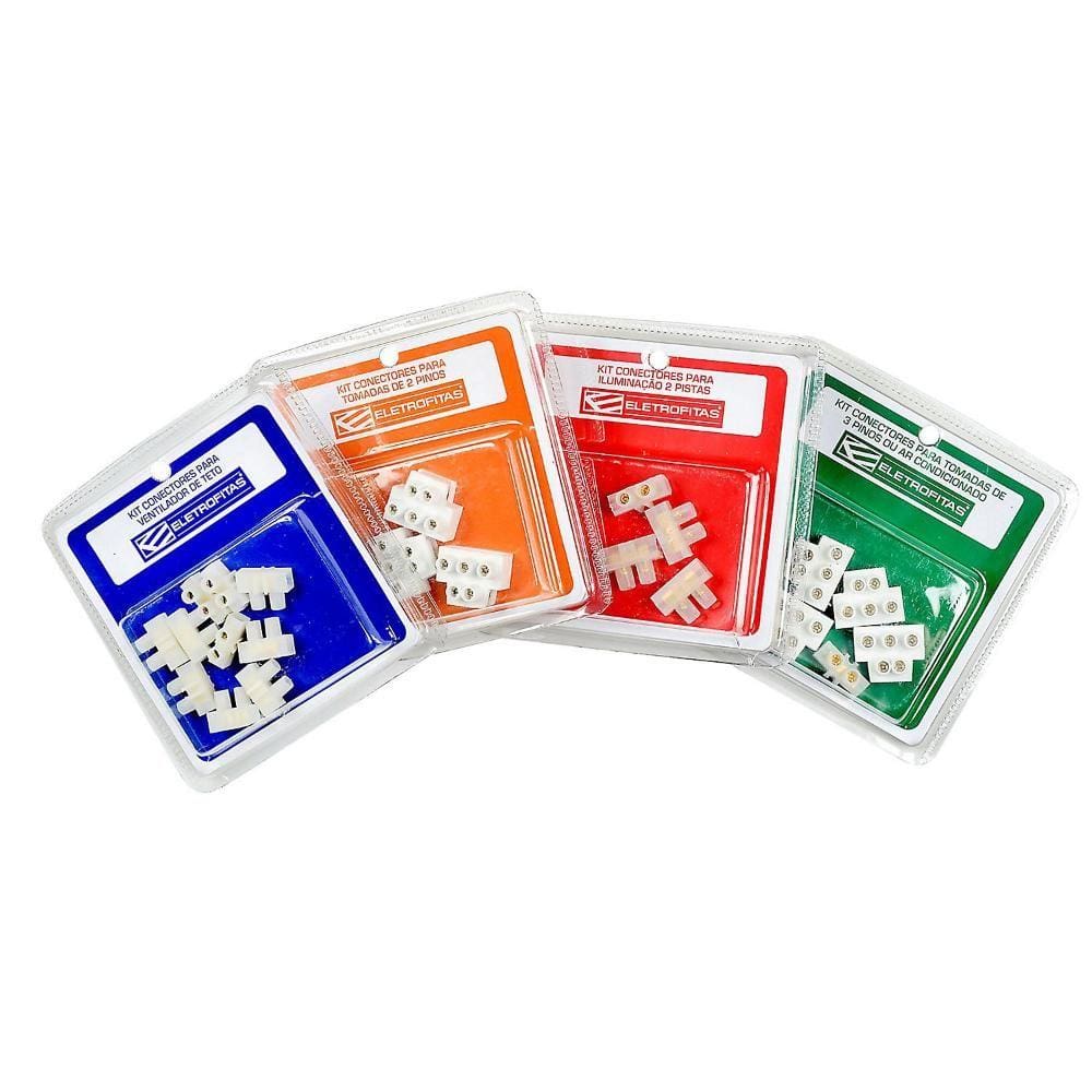 Kit Conector Para Eletrofita Para Tomada 2 Pinos 2 Pistas 20A 3 Saídas