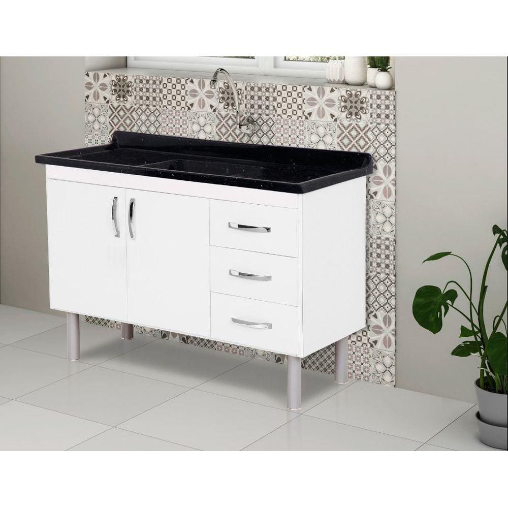 Kit Balcão E Pia Tóquio 1.20Cm Rorato Pia Preta