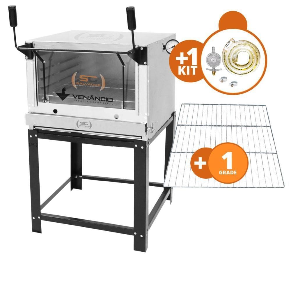 KIT - Forno Gás Industrial Roma Inox FIRI80 + Grade Extra + Kit Gás
