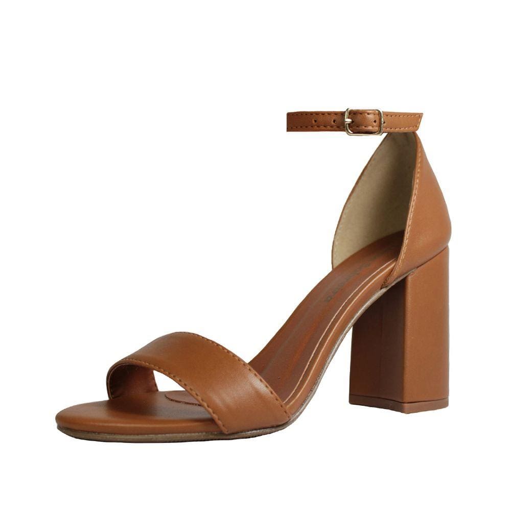 Sandália Salto Alto Grosso Luiza Sobreira Couro Caramelo Mod. 2064