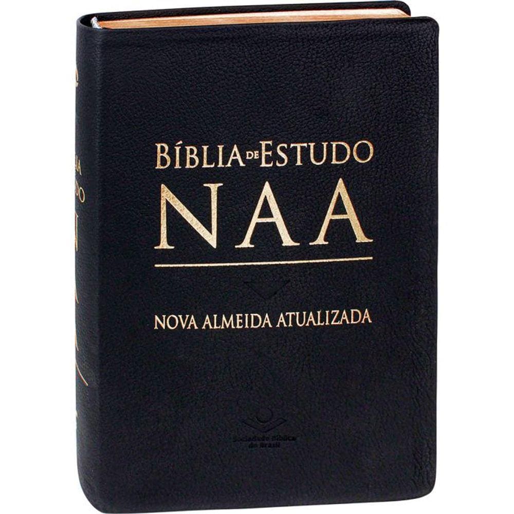 Biblia de Estudo Lt Normal NAA Capa Couro Luxo | Preta