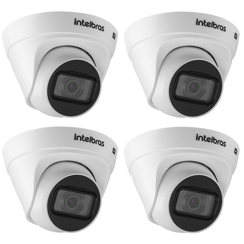 Kit 4 Câmeras IP 4 Megapixels 2.8mm 30m Inteligência de Vídeo VIP 1430 D Intelbras
