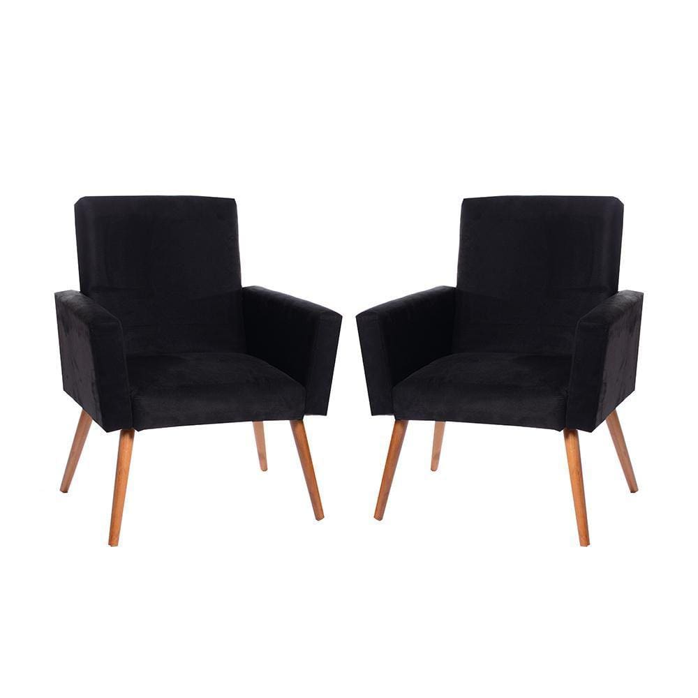 Kit 2 Poltronas Nina Pés Palito Preto Maragogibe Móveis
