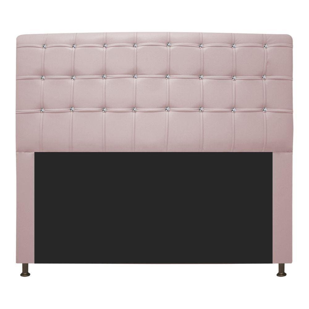 Cabeceira Estofada Dama 140 Cm Casal com Strass Rosa Bebê