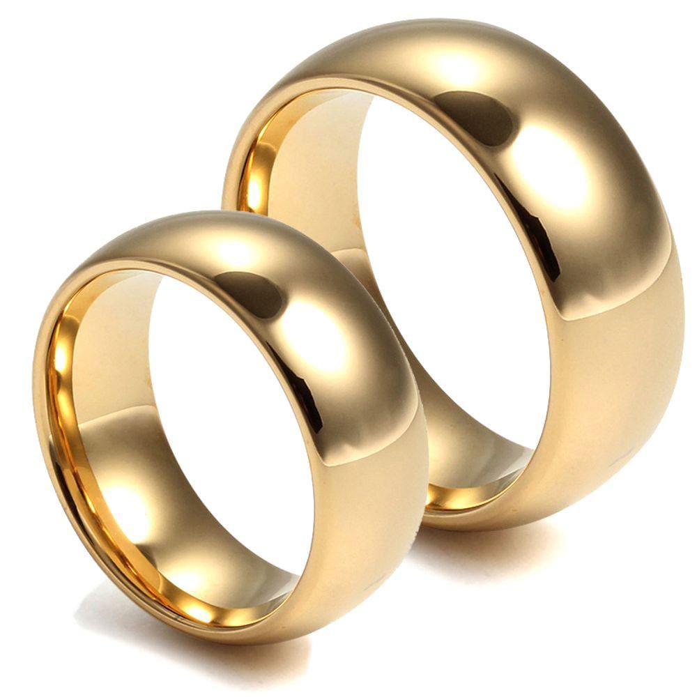 Par de alianças De Noivado Casamento Tungstênio Clássica 8mm Banhada A Ouro 18k