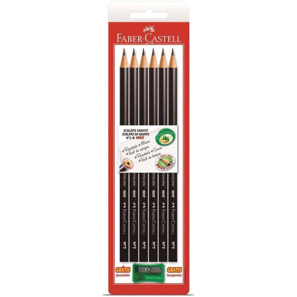 Lápis Preto 1205 Com Apontador N.2B Faber-Castell Com 06