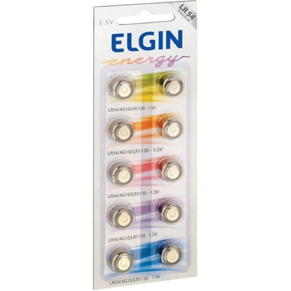 Bateria Elgin Lr54 1.5v com 10 Unidades Ag10 Lr1130