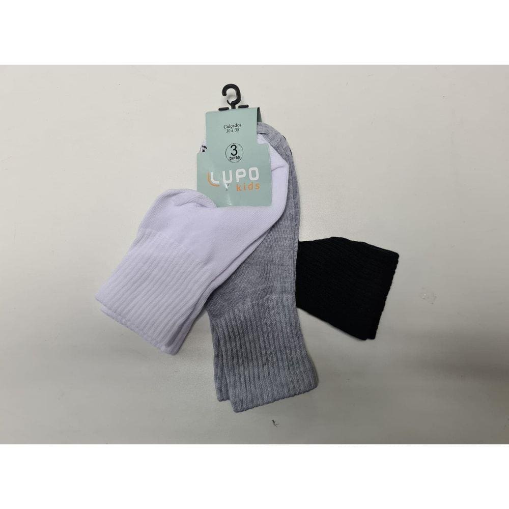 Kit 3 Pares de Meia Infantil Soquete Cano Médio Lupo 2727.