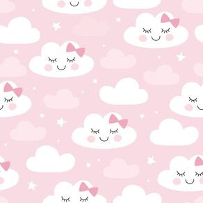 Papel de parede kawaii rosa com nuvem