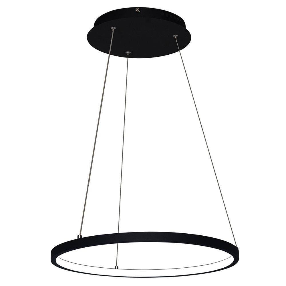Lustre Pendente Arco Ring Anel Preto Led Bivolt 40cm 3000K