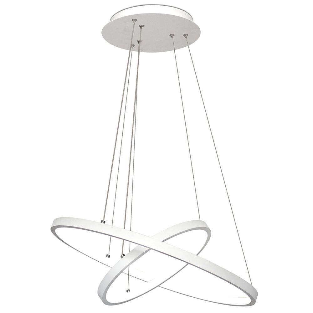 Lustre Pendente 2 Anéis Ring Branco Led Bivolt 60cm 3000K