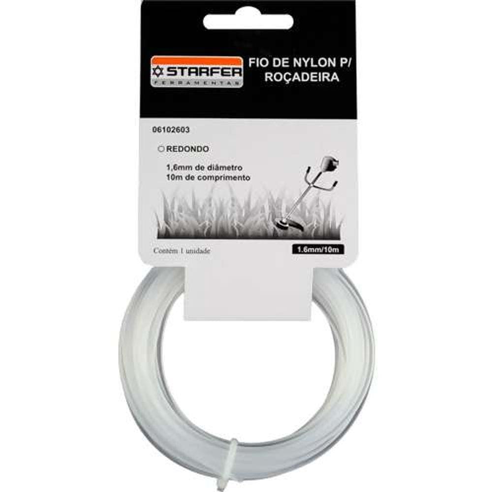 Fio Nylon Roçadeira 3mm X 10 Metros Starfer Alta Resistencia