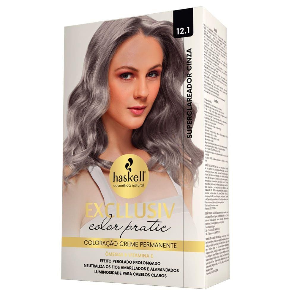 Kit Tintura Haskell Excllusiv Color Pratic Superclareador Cinza 12.1