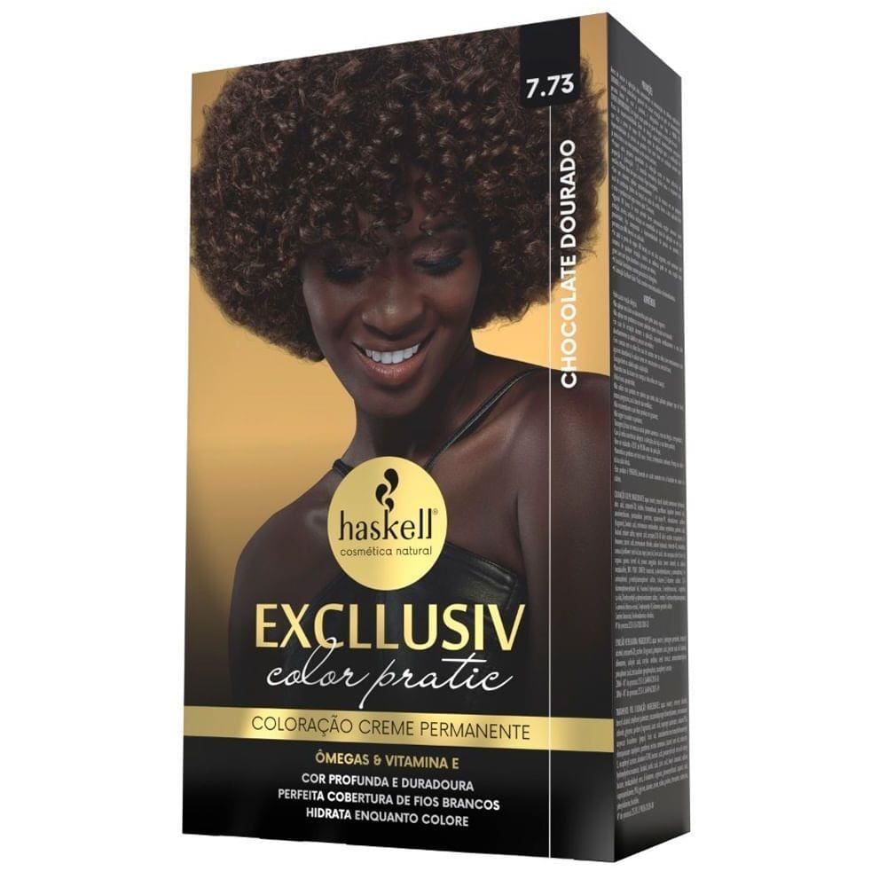 Kit Tintura Haskell Excllusiv Color Pratic Chocolate Dourado 7.73