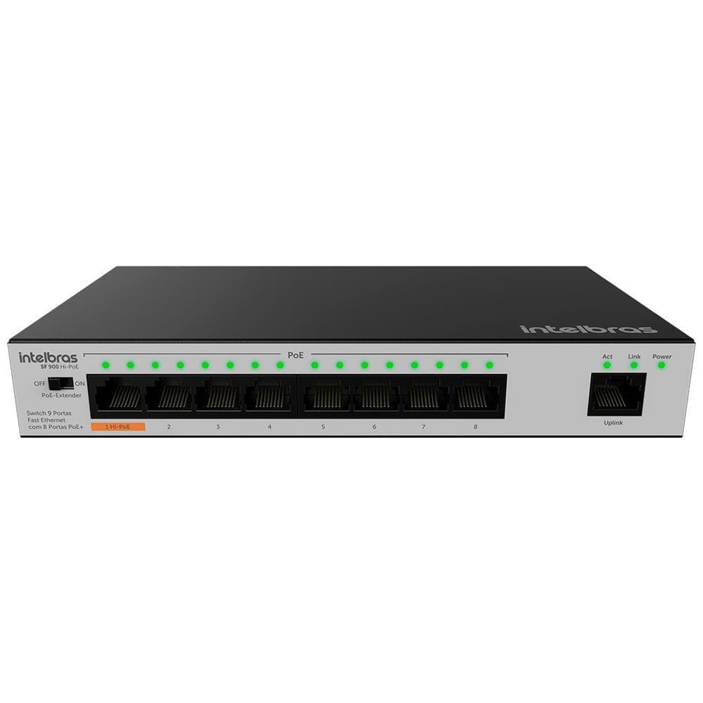 Switch 9 Portas Fast Ethernet SF 900 HI POE+ Intelbras