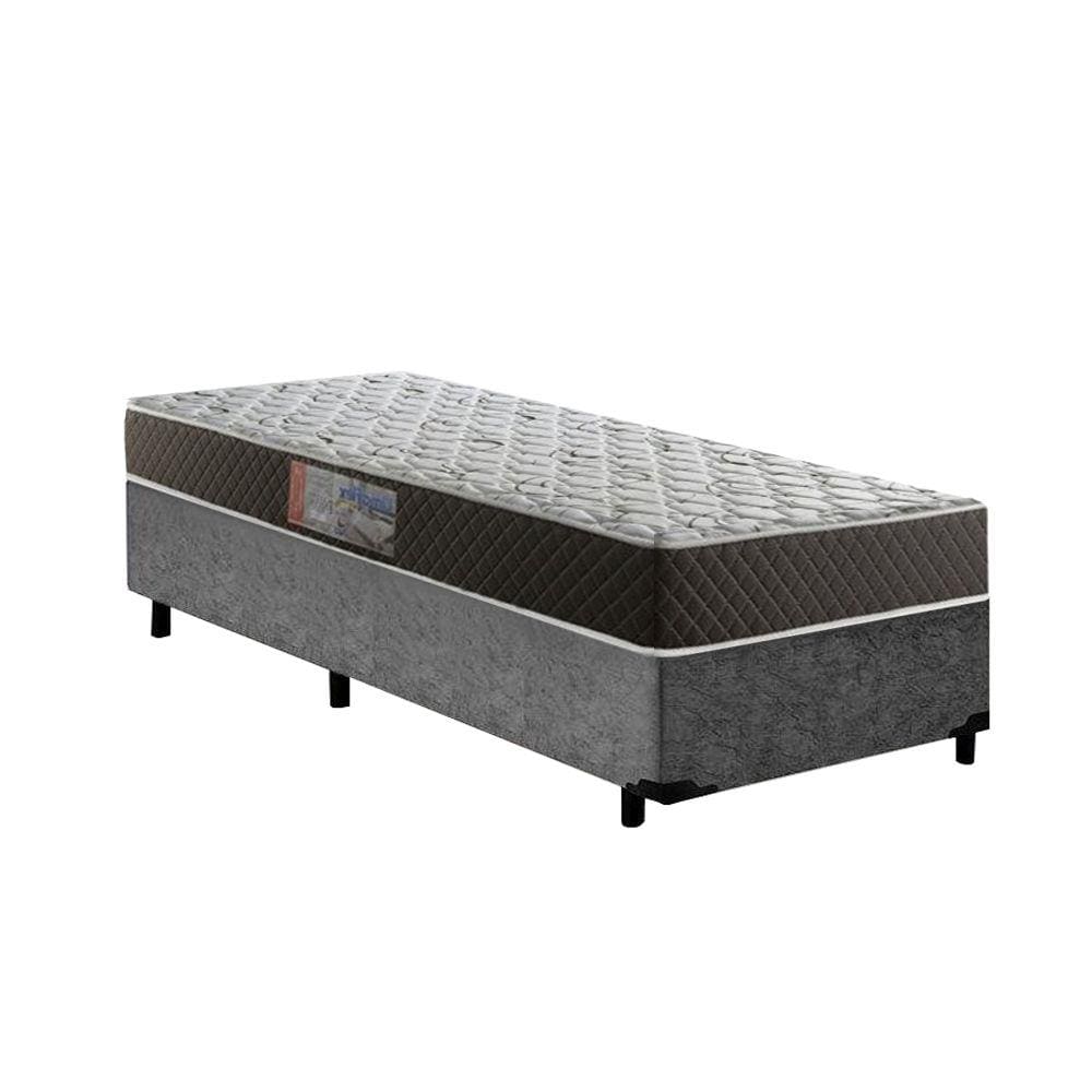 Cama Box Solteiro Colchão Mola Ensacada Acolchões + Box Suede 60x88x188