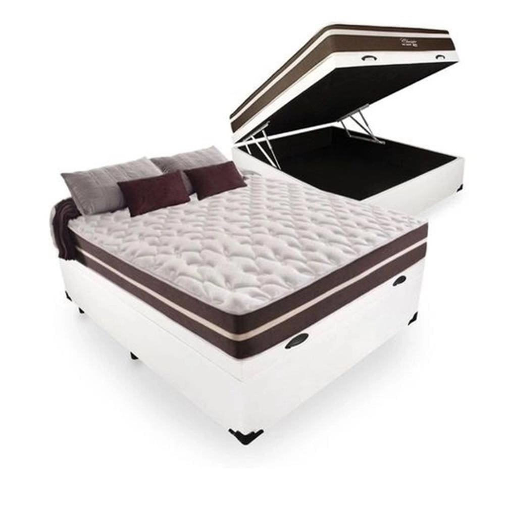 Cama Casal Box Baú + Colchão de Molas Superlastic Classic- Anjos 138x188x22