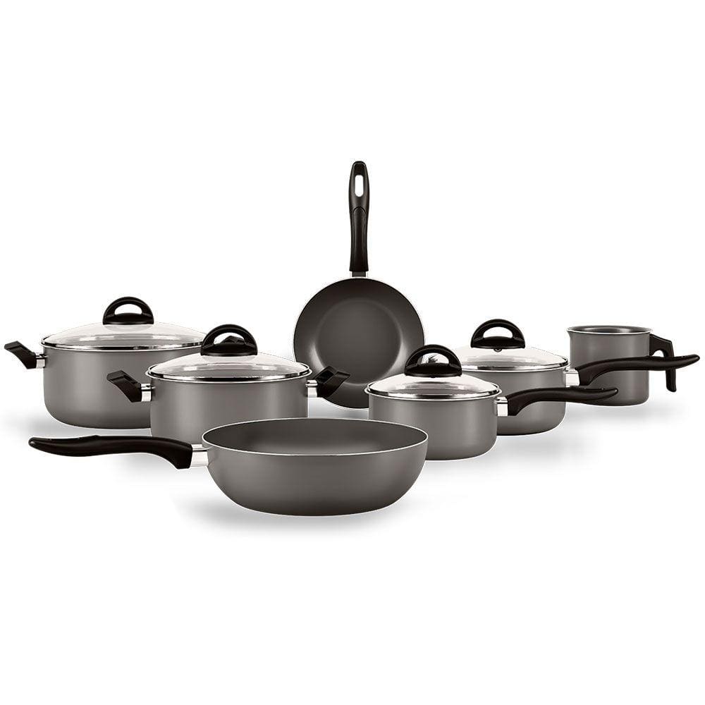 Conjunto de Panelas 7 Peças com Tampa de Vidro Chilli Cinza Brinox 7014/105