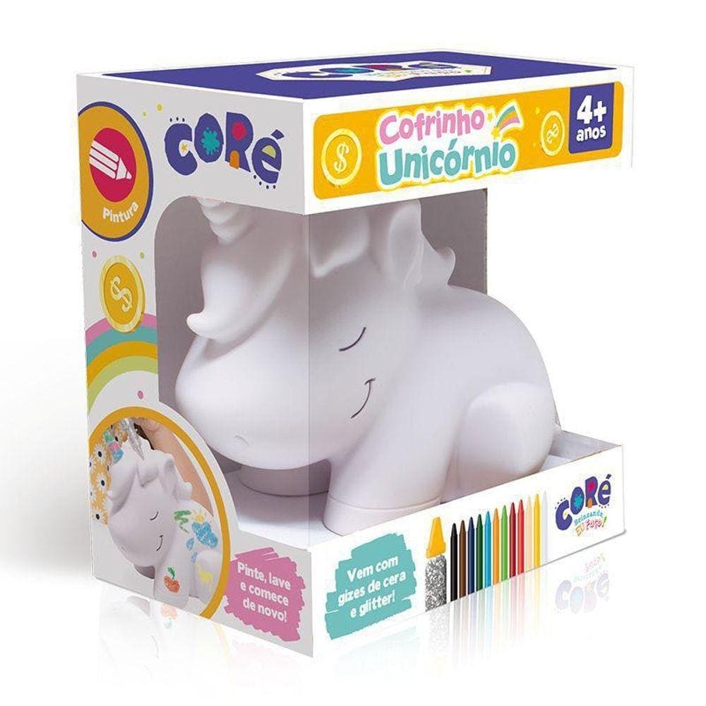 Cofrinho Toyster Unicórnio Com Adesivos E Giz De Cera