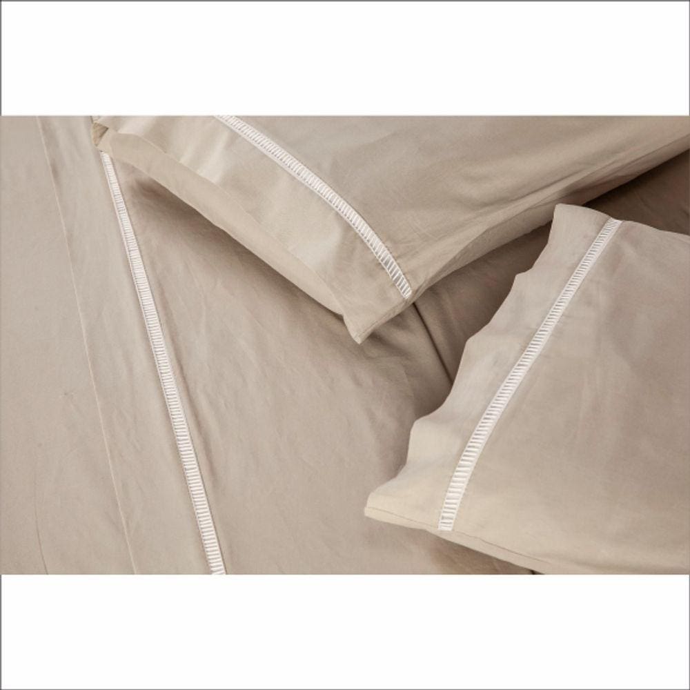 Jogo de Lençol 400 Fios 4 Peças com Lençol de Cima Ponto Palito Cama Queen Casa Dona