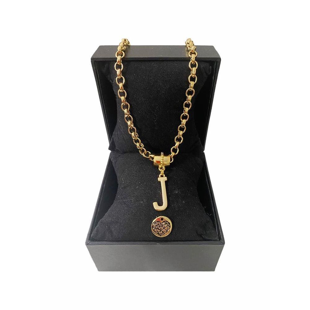 Colar Feminino Elo Português Grosso 6mm Letra \"J\"