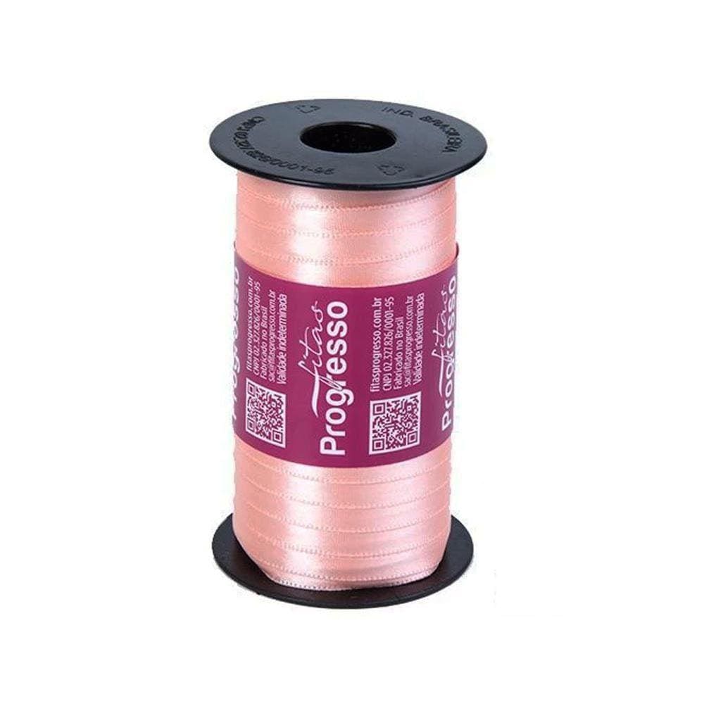 Fita De Cetim Progresso 7Mm Com 100 Metros Salmão