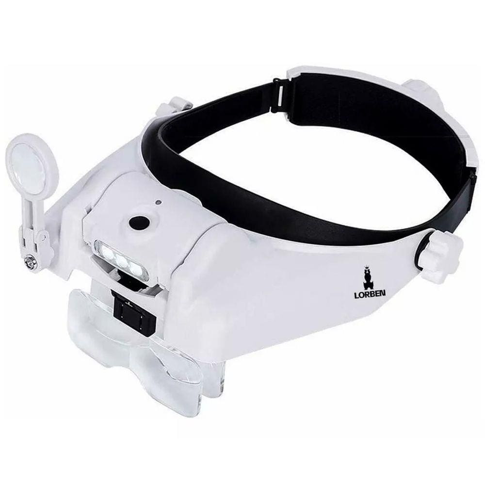 Lupa Cabeça 6 Lentes 3 Leds Recarregável Estética Leitura Eletrônica GT942