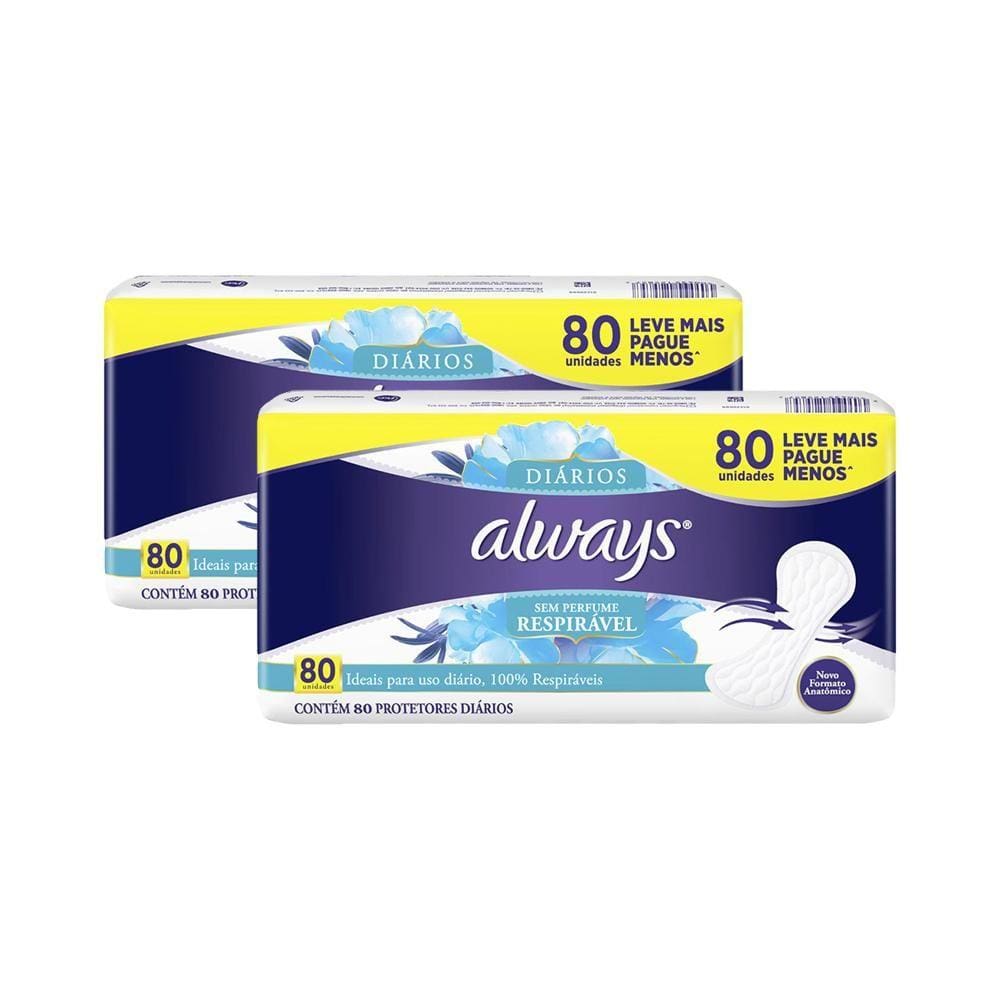 Kit 160 Protetor Diário Always Respirável
