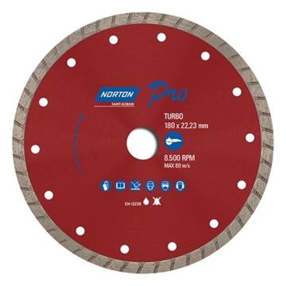 Disco de Corte Norton Diamantado Pro Turbo 180X22,2mm