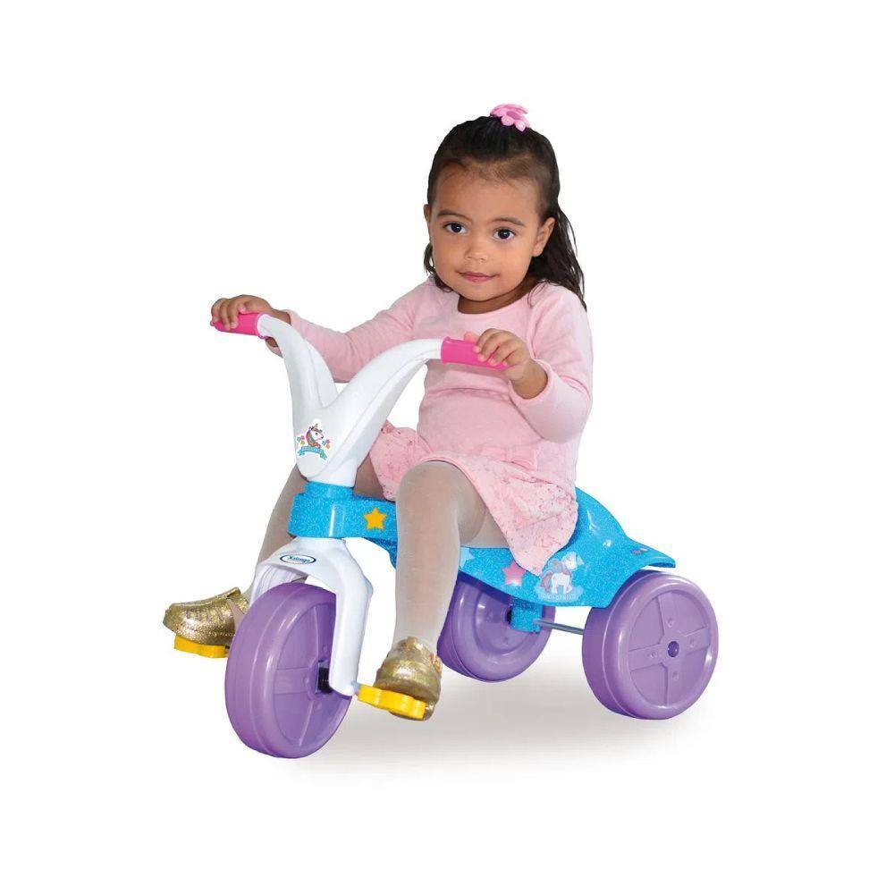 Motinho Triciclo infantil rosa motoca desenho unicórnio - Xalingo