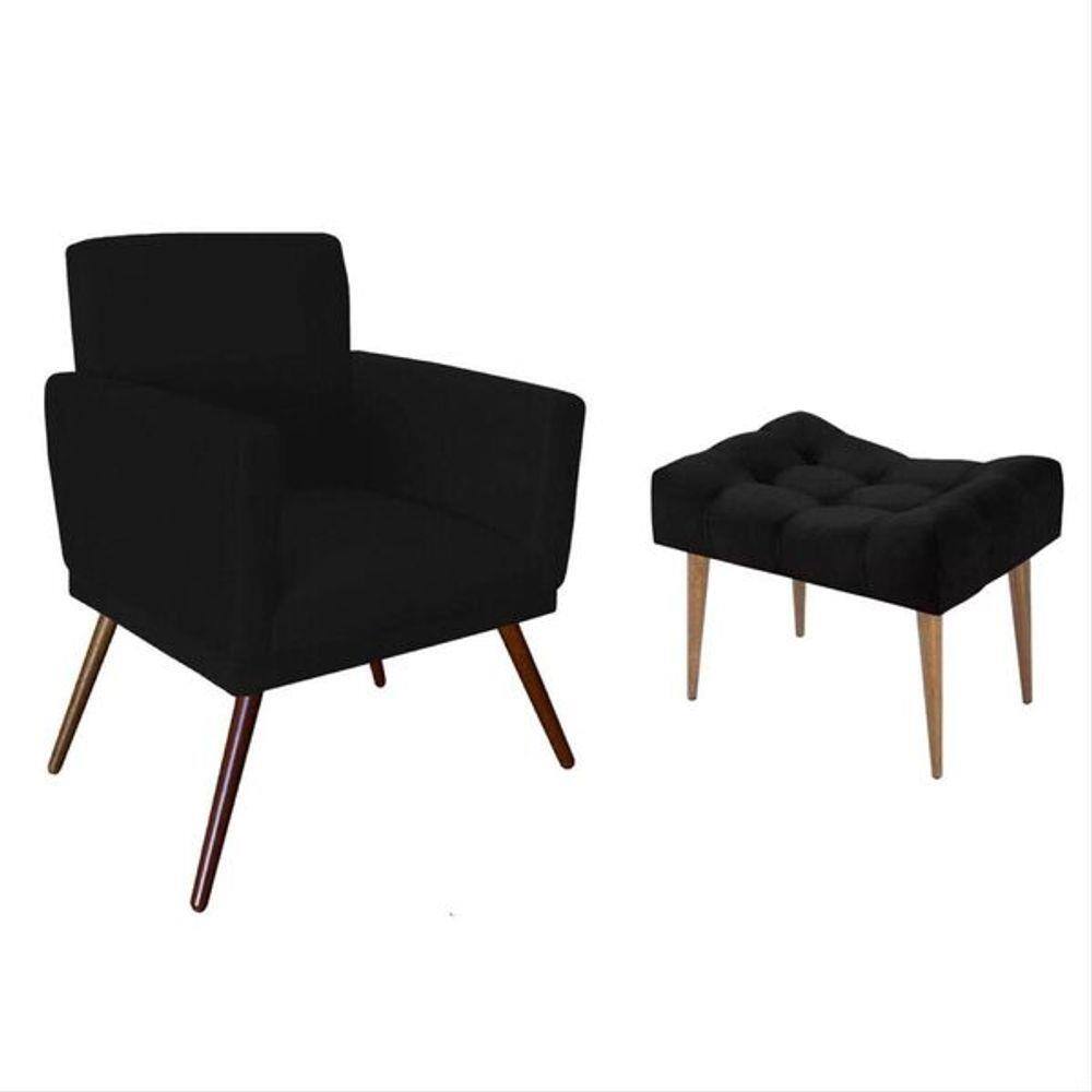 Kit Poltrona + Puff Requinte Preto
