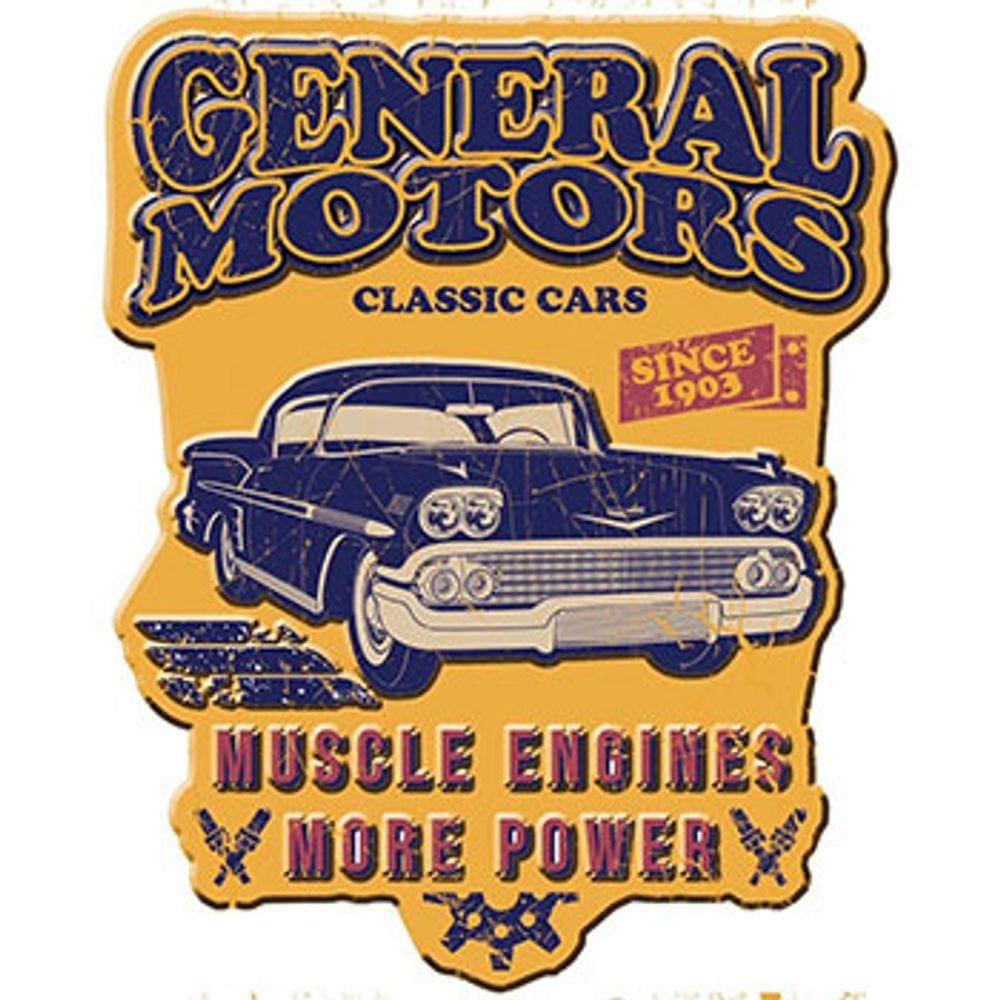 Placa Decorativa Bel Air Classic Cars - General Motors Muscle Engines More Power - Since 1903