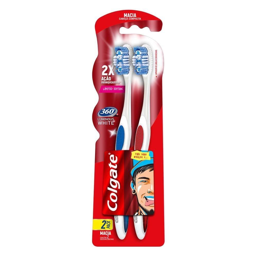Escova Dental Colgate 360º Luminous White 2unidades Leve 2 Pague 1