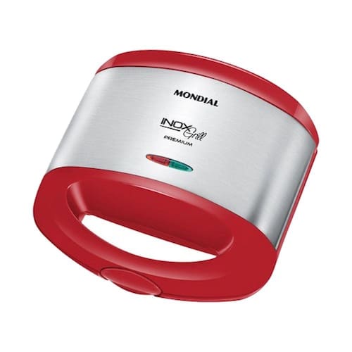 imagem- Sanduicheira e Grill Mondial Premium S-19 800W - Vermelha/Inox - 220V