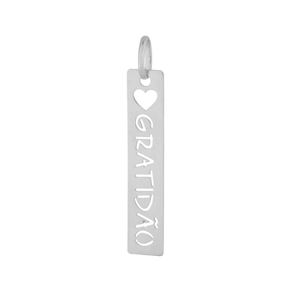 Pingente Aço Placa Feelings Gratidão 32x6mm