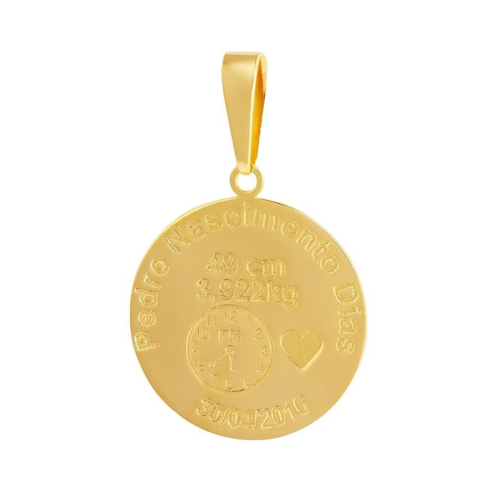Pingente Aço Mandala Nascimento Coração 27mm Gold IPG