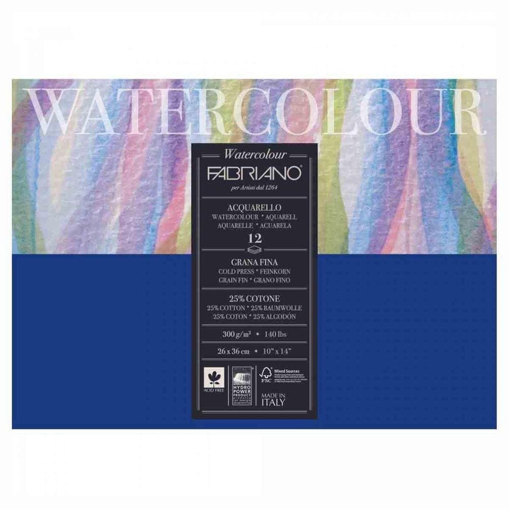 Bloco Aquarela Fabriano 300G/M2 Textura Fina 26X36Cm 12 Fls