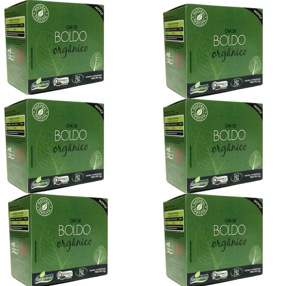 Kit 6cx Chá de Boldo – Orgânico (60 sachês) – Campo Verde