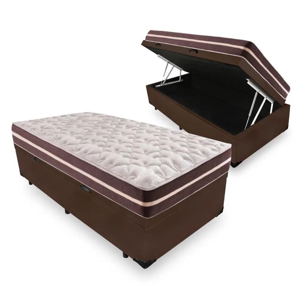 Cama Box Com Baú Solteiro + Colchão De Molas - Anjos - Classic Superlastic 88cm