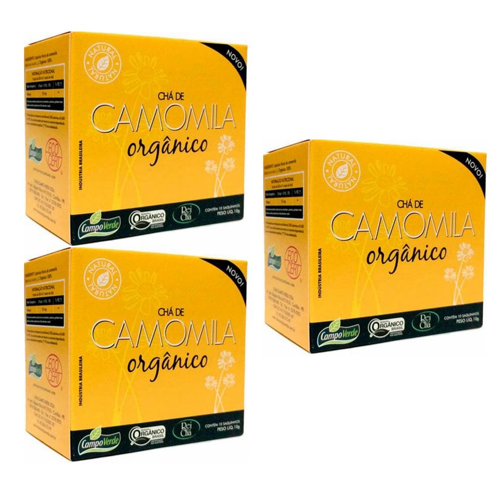 Kit 3cx Chá de Camomila – Orgânico (30 sachês) – Campo Verde