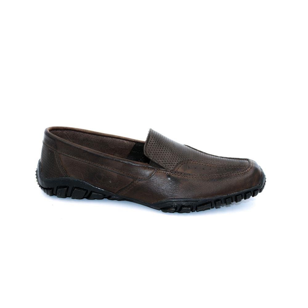 Mocassim Masculino Casual Drive Sapatenis Couro Marrom Caribe