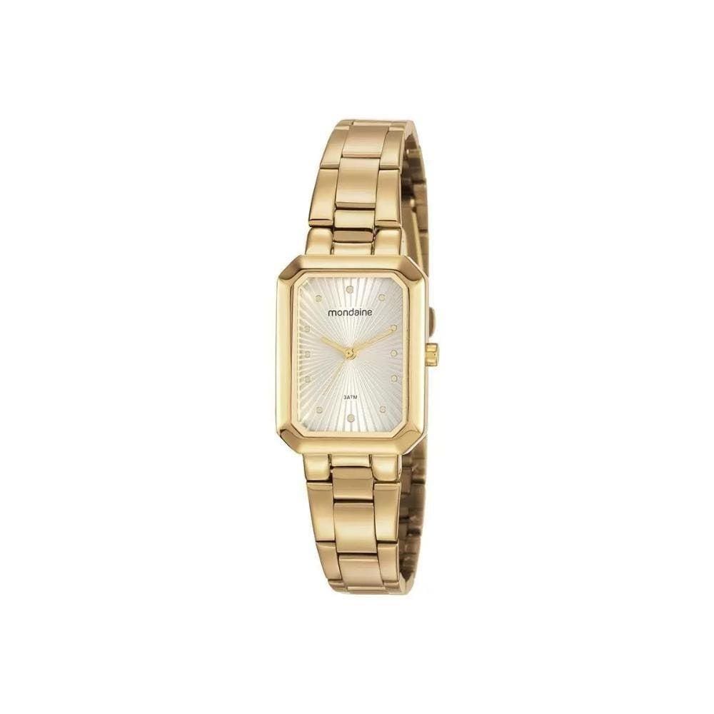 Relógio Feminino Mondaine Dourado Analógico Fundo Prata