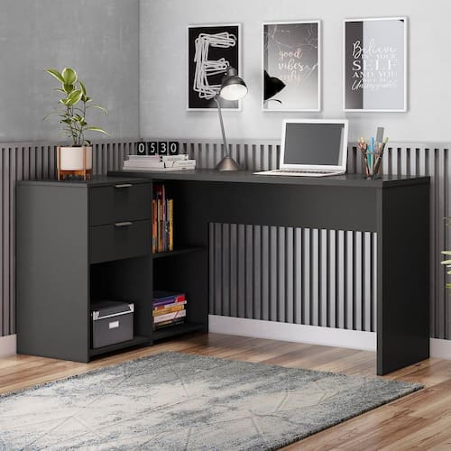 Mesa de Escritório Escrivaninha em L Notavel Com Tampo Giratório com 2 Gavetas Nogal é boa?
