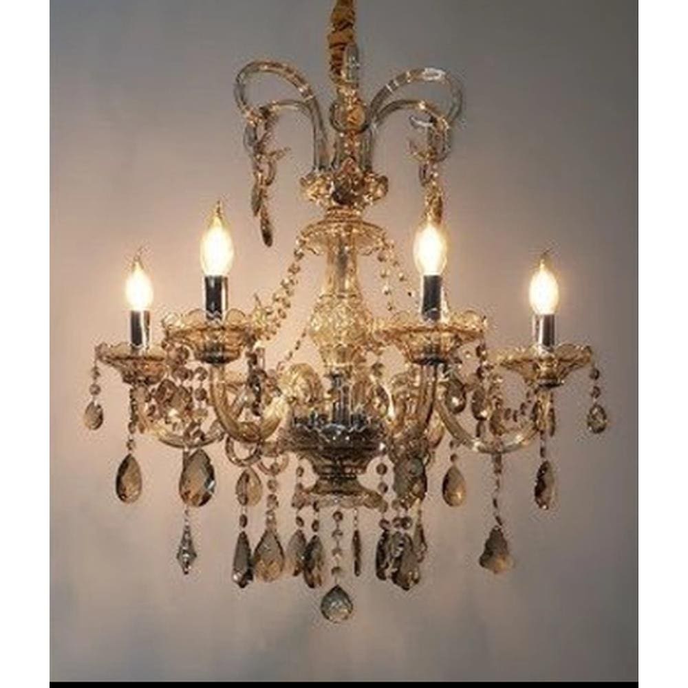 Lustre Cristal Legítimo K9 6 Braços Conhaque -1204-6C