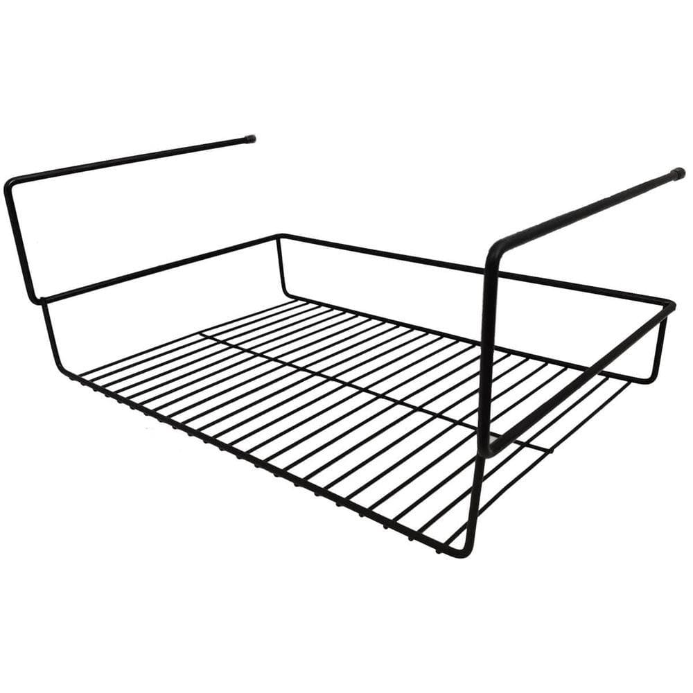 Cesto Aramado Prateleira 43cm Grande Organizador De Encaixe Preto