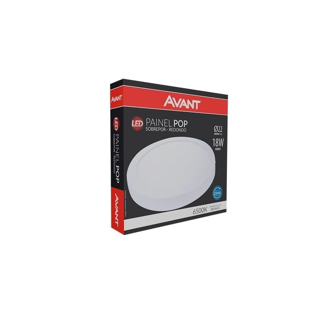 Plafon Painel Avant Led 22cm Red Sobrepor 1260 Lumens 6,5K 18W Bivolt