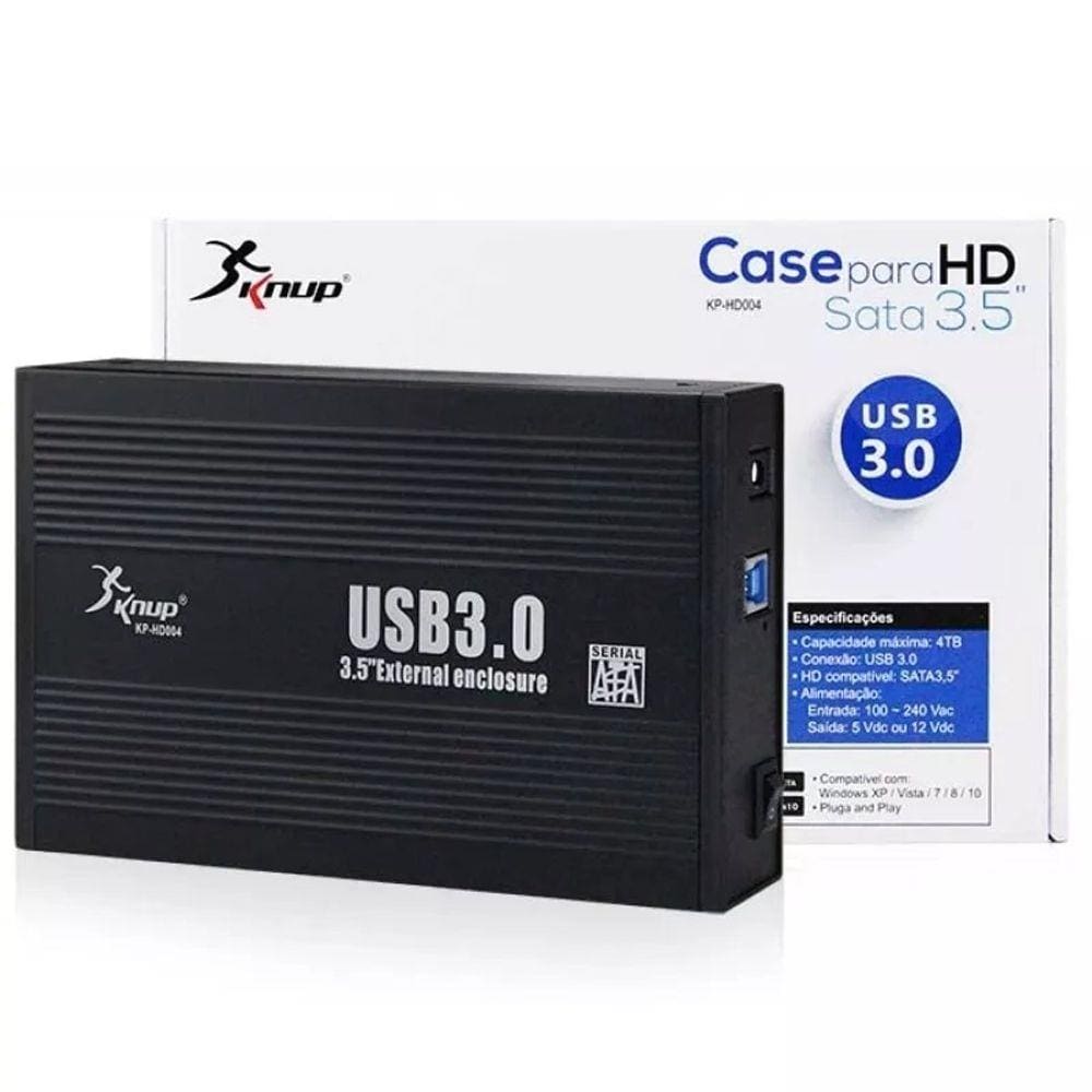 Case Hd Externo Knup Sata 3.5 Kp-Hd004 Usb 3.0 Preto