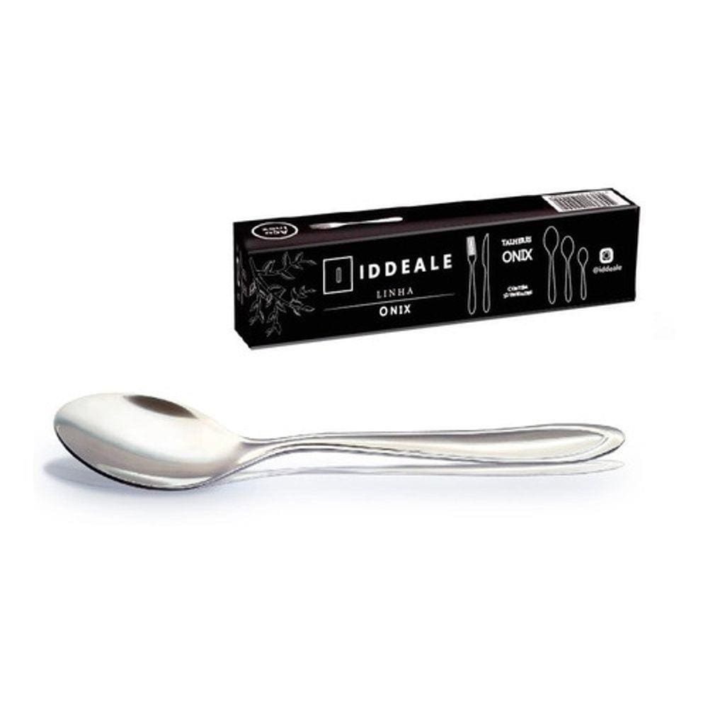 Colher mesa 12 Pçs Aço Inox linha Onix - Iddeale - Colher Sopa Restaurante Churrascaria Pizzaria Buffet