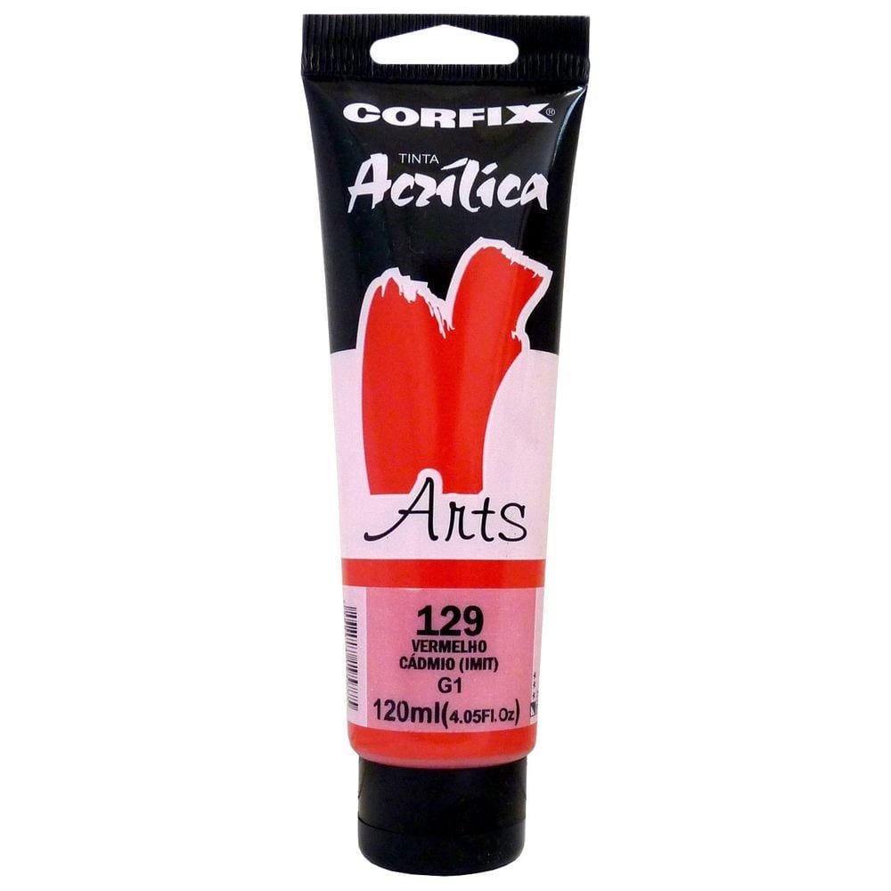Tinta Acrílica Arts Corfix 120ml Cor Vermelho Cádmio 129 G1