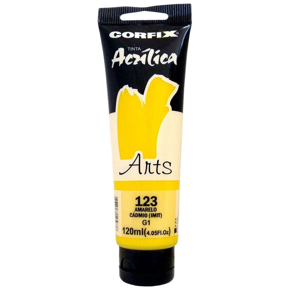 Tinta Acrílica Arts Corfix 120ml Cor Amarelo Cádmio 123 G1